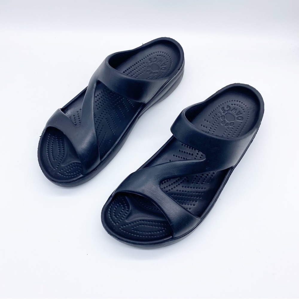 Dawgs-Black Slip on Rubber slides 9